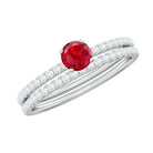 Rosec Jewels-Simple Lab Created Ruby and Diamond Wedding Ring Set