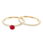 Rosec Jewels-Simple Lab Created Ruby and Diamond Wedding Ring Set