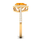 Rosec Jewels-Real 0.6 Carat Fire Opal Teardrop Engagement Ring with Diamond Halo