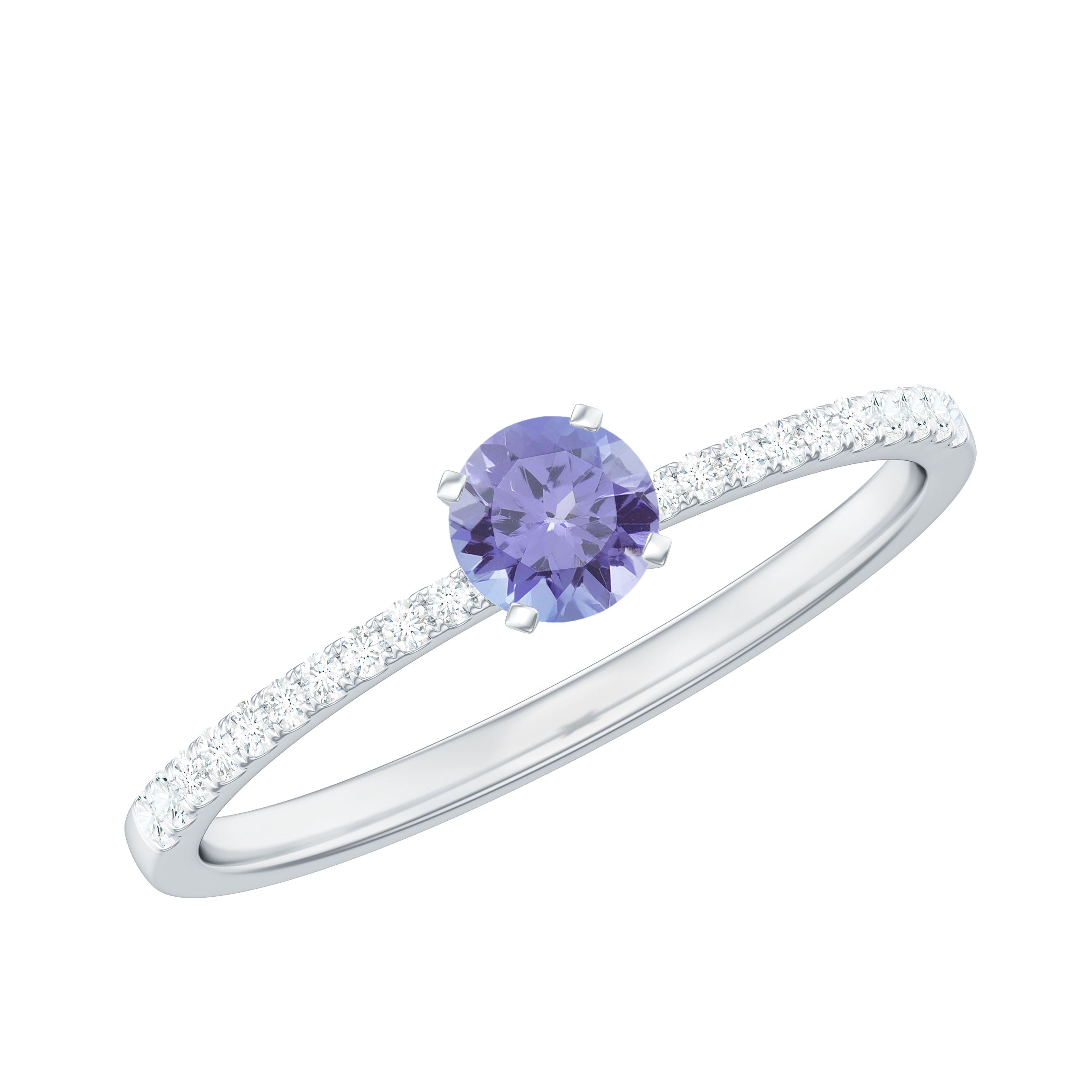 Tanzanite Solitaire Ring with Diamond Side Stones
