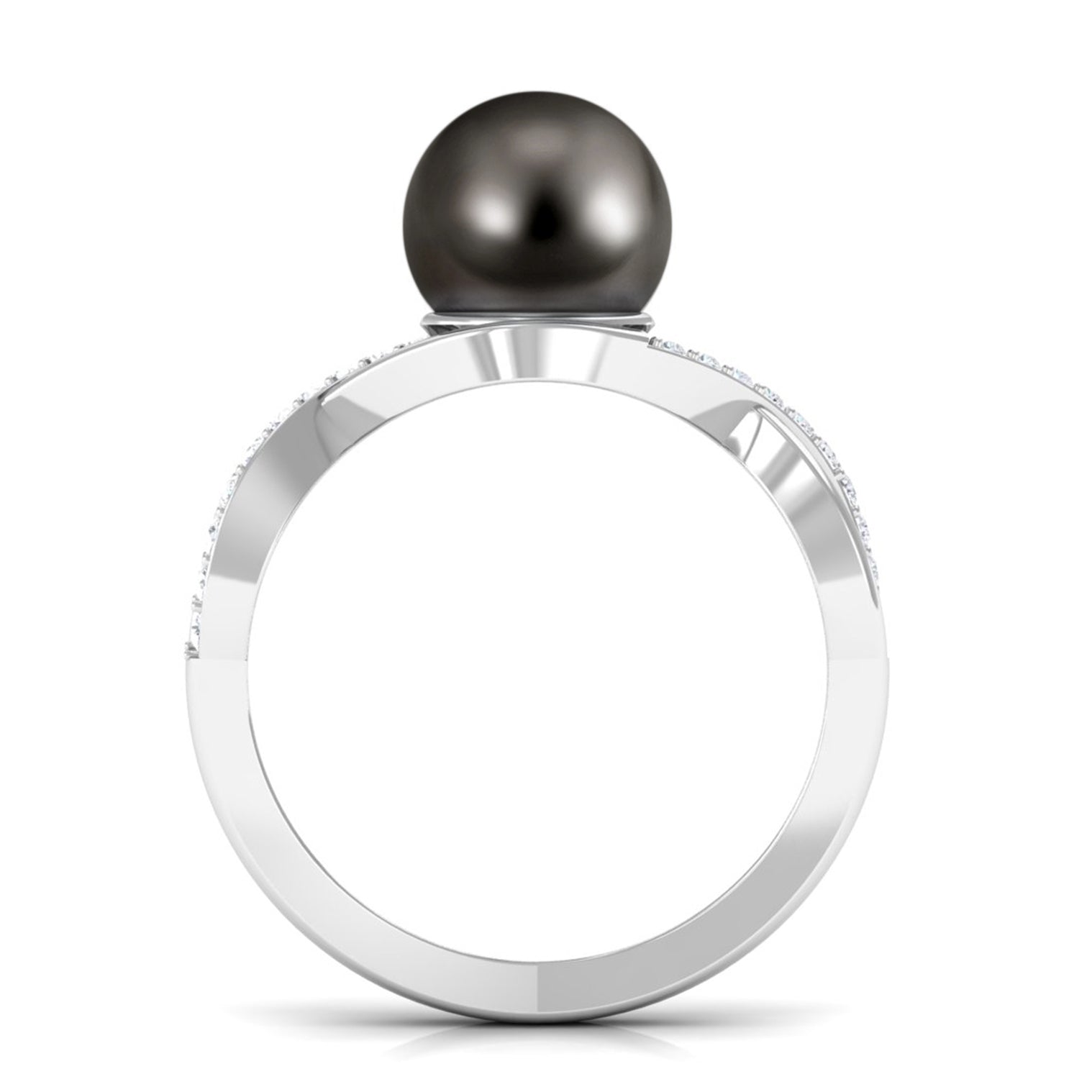 Rosec Jewels-Tahitian Pearl Crossover Diamond Infinity Engagement Ring