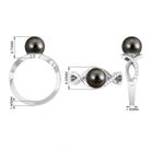 Tahitian Pearl Crossover Diamond Infinity Engagement Ring AAA - Rosec Jewels
