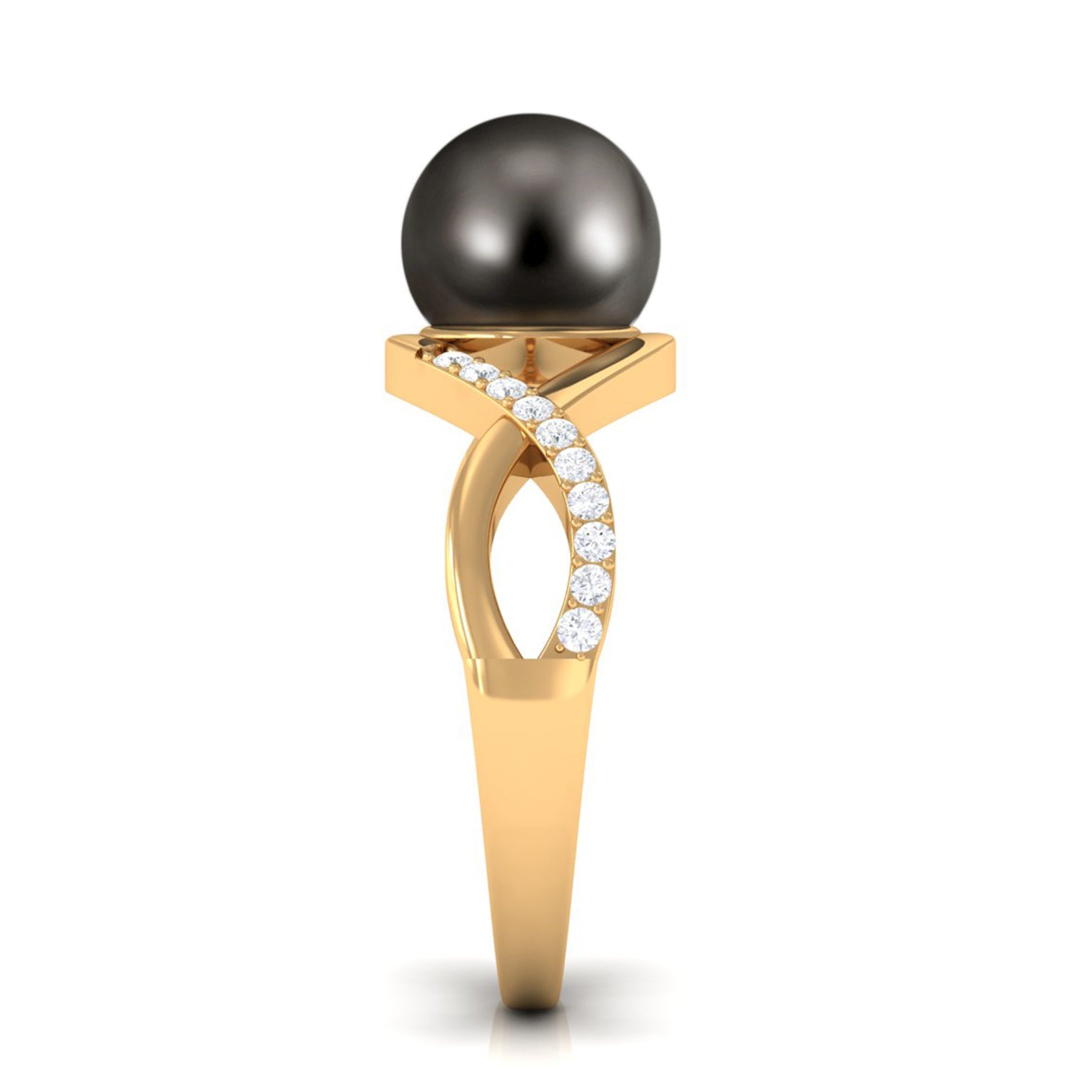 Rosec Jewels-Tahitian Pearl Crossover Diamond Infinity Engagement Ring