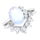 1.25 CT Moonstone and Diamond Engagement Enhancer Ring Set AAA - Rosec Jewels