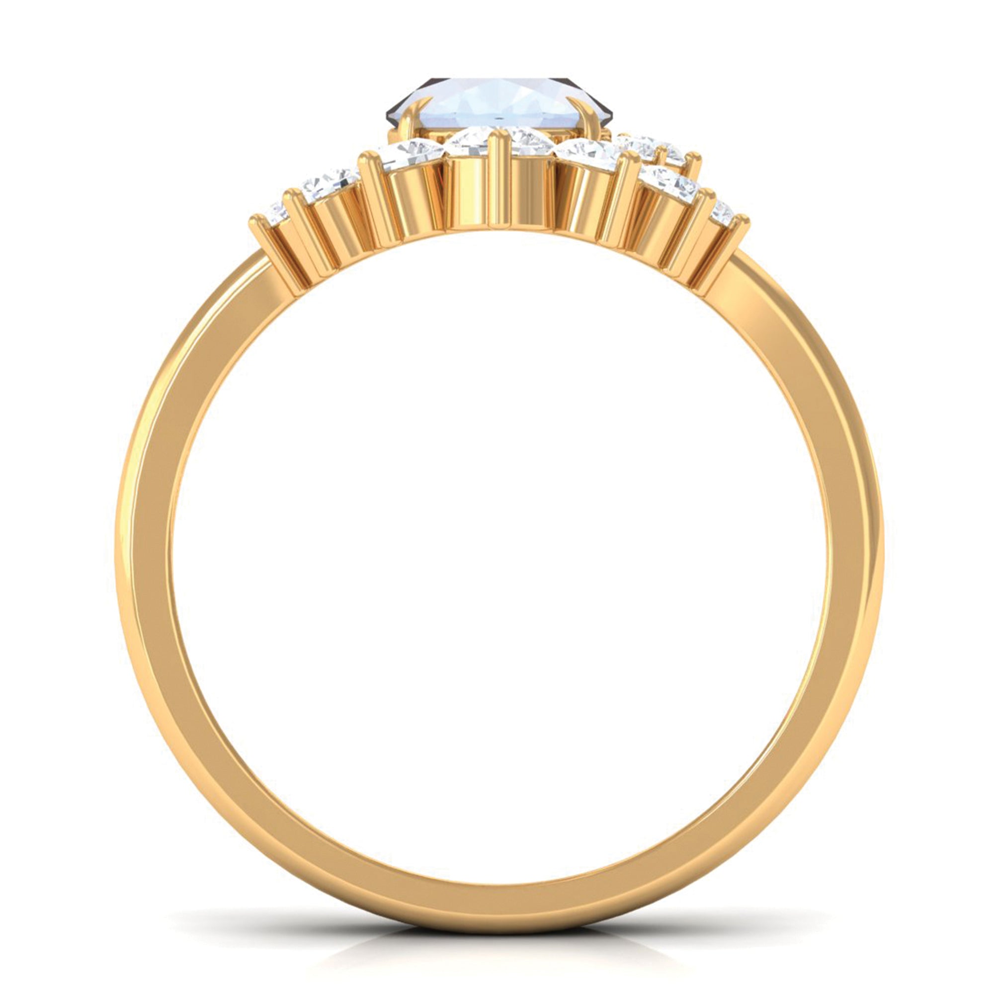 1.25 CT Moonstone and Diamond Engagement Enhancer Ring Set AAA - Rosec Jewels