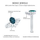 Rosec Jewels-Oval London Blue Topaz and Diamond Designer Ring Set