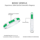 Princess Cut Emerald Mens Wedding Band in Channel Setting AAA - Rosec Jewels