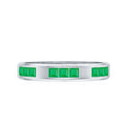 Princess Cut Emerald Mens Wedding Band in Channel Setting AAA - Rosec Jewels