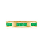 Princess Cut Emerald Mens Wedding Band in Channel Setting AAA - Rosec Jewels