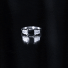 Asscher Cut Black Onyx Engagement Ring with Baguette Moissanite AAA - Rosec Jewels