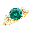 Certified Lab Grown Emerald Flower Engagement Ring with Diamond AAAA - Rosec Jewels