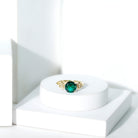 Certified Lab Grown Emerald Flower Engagement Ring with Diamond AAAA - Rosec Jewels