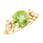 Natural 2 Carat Peridot Flower Engagement Ring with Diamond AAA - Rosec Jewels