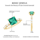 Rosec Jewels-8 MM Solitaire Lab Emerald Princess Cut Engagement Ring with Moissanite