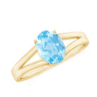 Rosec Jewels-Genuine Oval Aquamarine Solitaire Engagement Ring in Split Shank