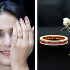 Rosec Jewels-Genuine 1.7 Carat Princess Cut Ruby Eternity Wedding Ring for Women