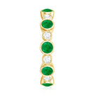 Bezel Set Round Emerald and Diamond Eternity Wedding Band AAA - Rosec Jewels
