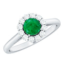 Rosec Jewels-Round Emerald and Diamond Classic Engagement Ring