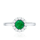 Rosec Jewels-Round Emerald and Diamond Classic Engagement Ring