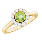 Natural Half Carat Peridot Engagement Ring with Diamond Halo AAA - Rosec Jewels