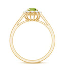 Natural Half Carat Peridot Engagement Ring with Diamond Halo AAA - Rosec Jewels