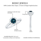 Rosec Jewels-Certified London Blue Topaz and Diamond Halo Engagement Ring