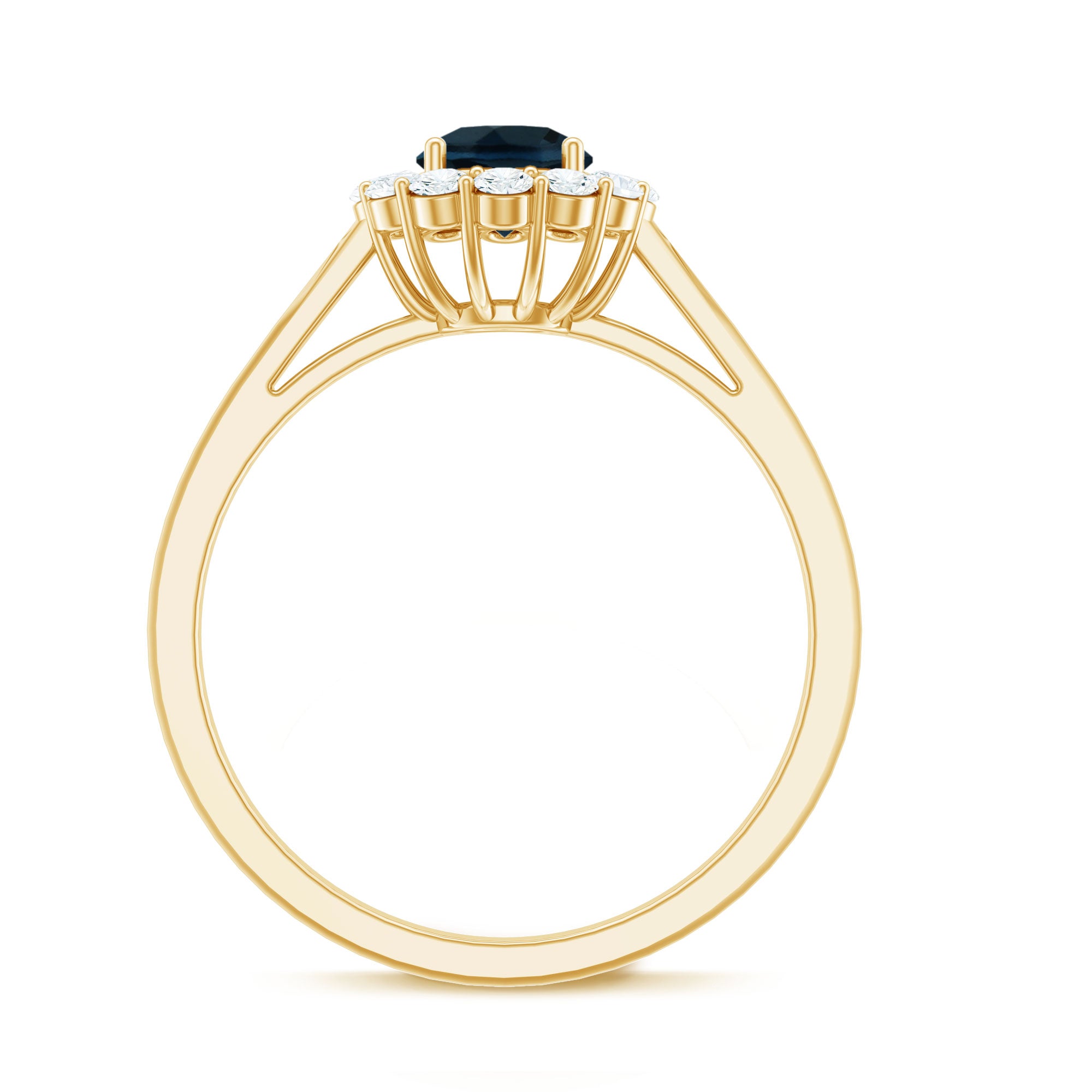 Rosec Jewels-Certified London Blue Topaz and Diamond Halo Engagement Ring