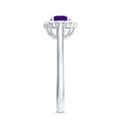 Natural Amethyst Engagement Ring with Diamond Halo for Women AAA - Rosec Jewels