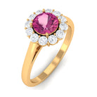0.75 CT Pink Tourmaline and Diamond Floating Halo Engagement Ring AAA - Rosec Jewels