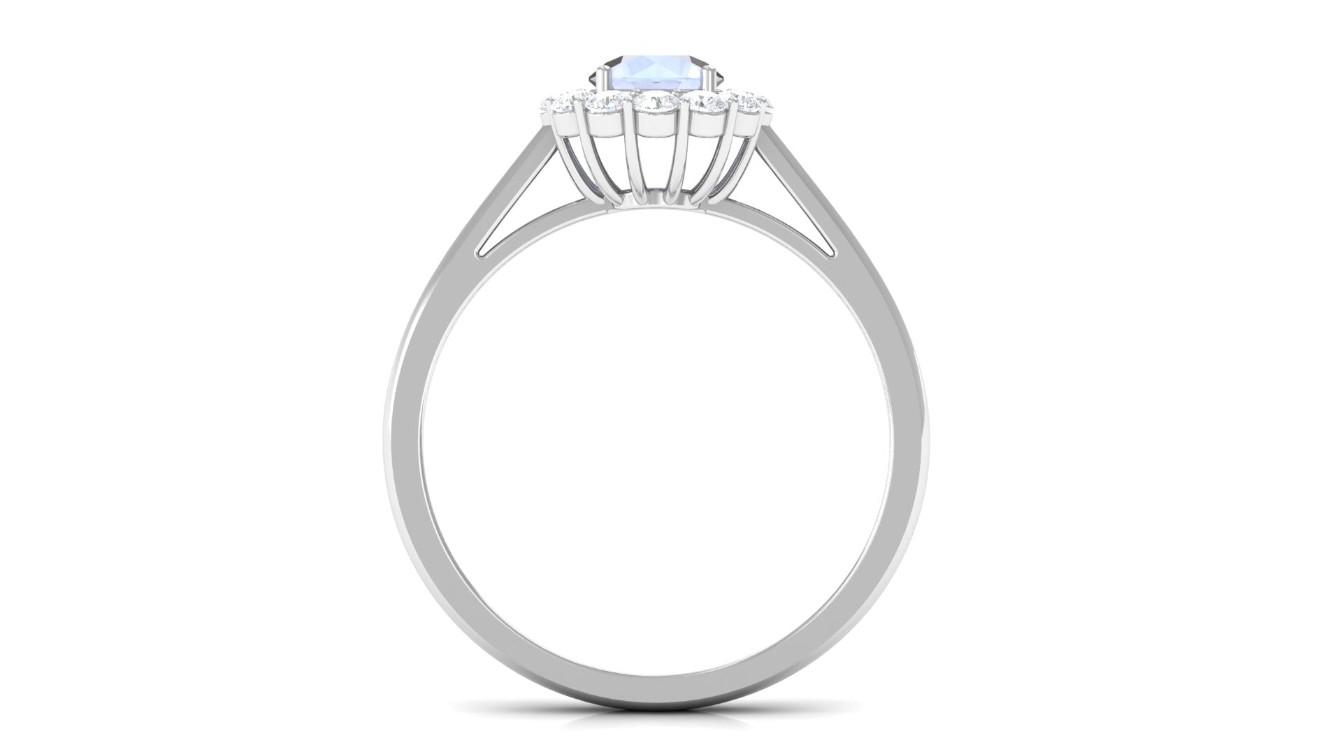 1 CT Moonstone and Diamond Floating Halo Engagement Ring AAA - Rosec Jewels
