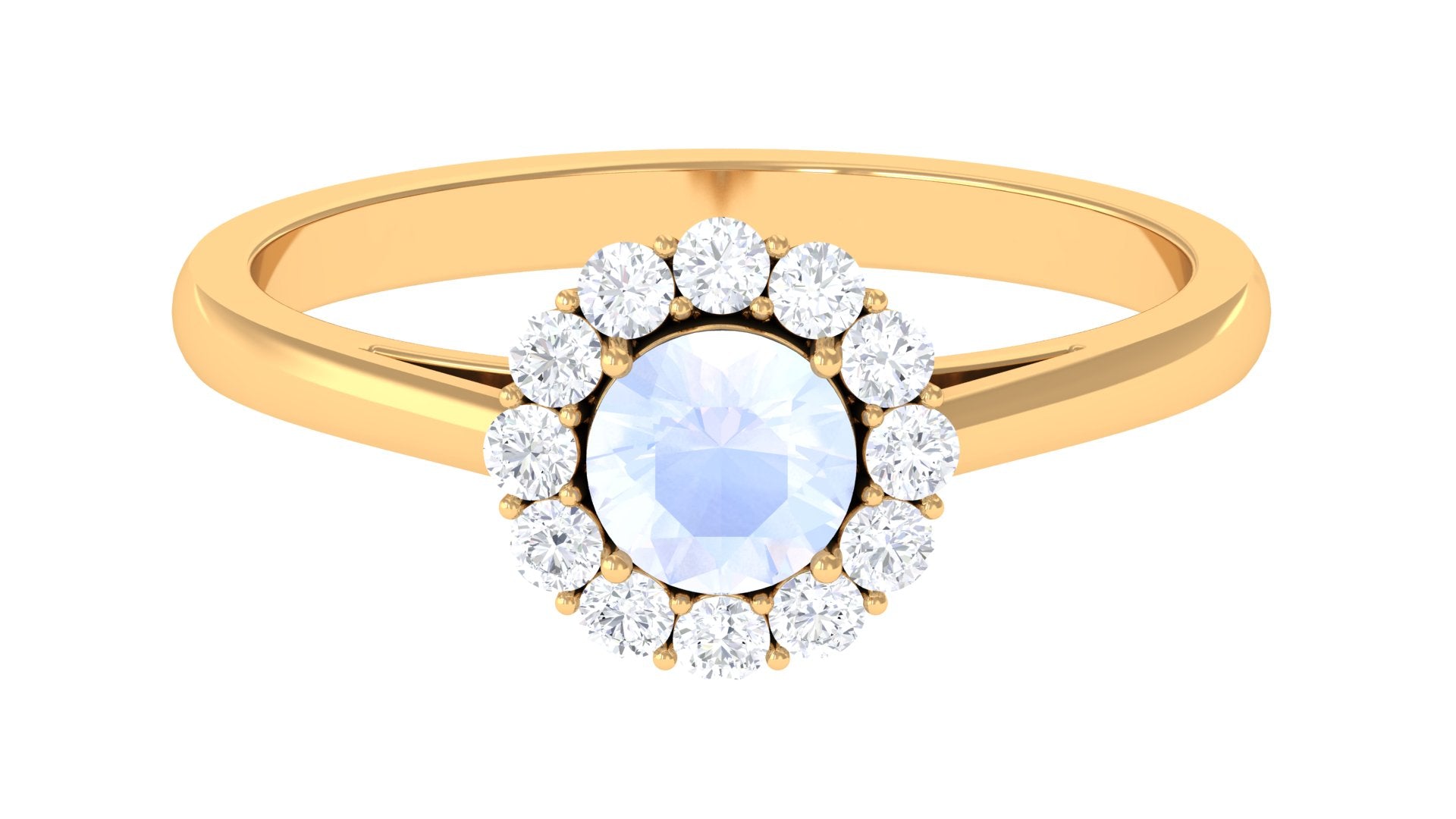 1 CT Moonstone and Diamond Floating Halo Engagement Ring AAA - Rosec Jewels