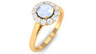 1 CT Moonstone and Diamond Floating Halo Engagement Ring AAA - Rosec Jewels