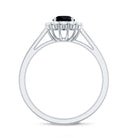 Rosec Jewels-Minimalist Black Spinel Engagement Ring with Diamond Halo