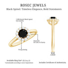 Rosec Jewels-Minimalist Black Spinel Engagement Ring with Diamond Halo