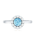 Rosec Jewels-1 CT Aquamarine and Diamond Floating Halo Engagement Ring