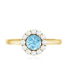Rosec Jewels-1 CT Aquamarine and Diamond Floating Halo Engagement Ring
