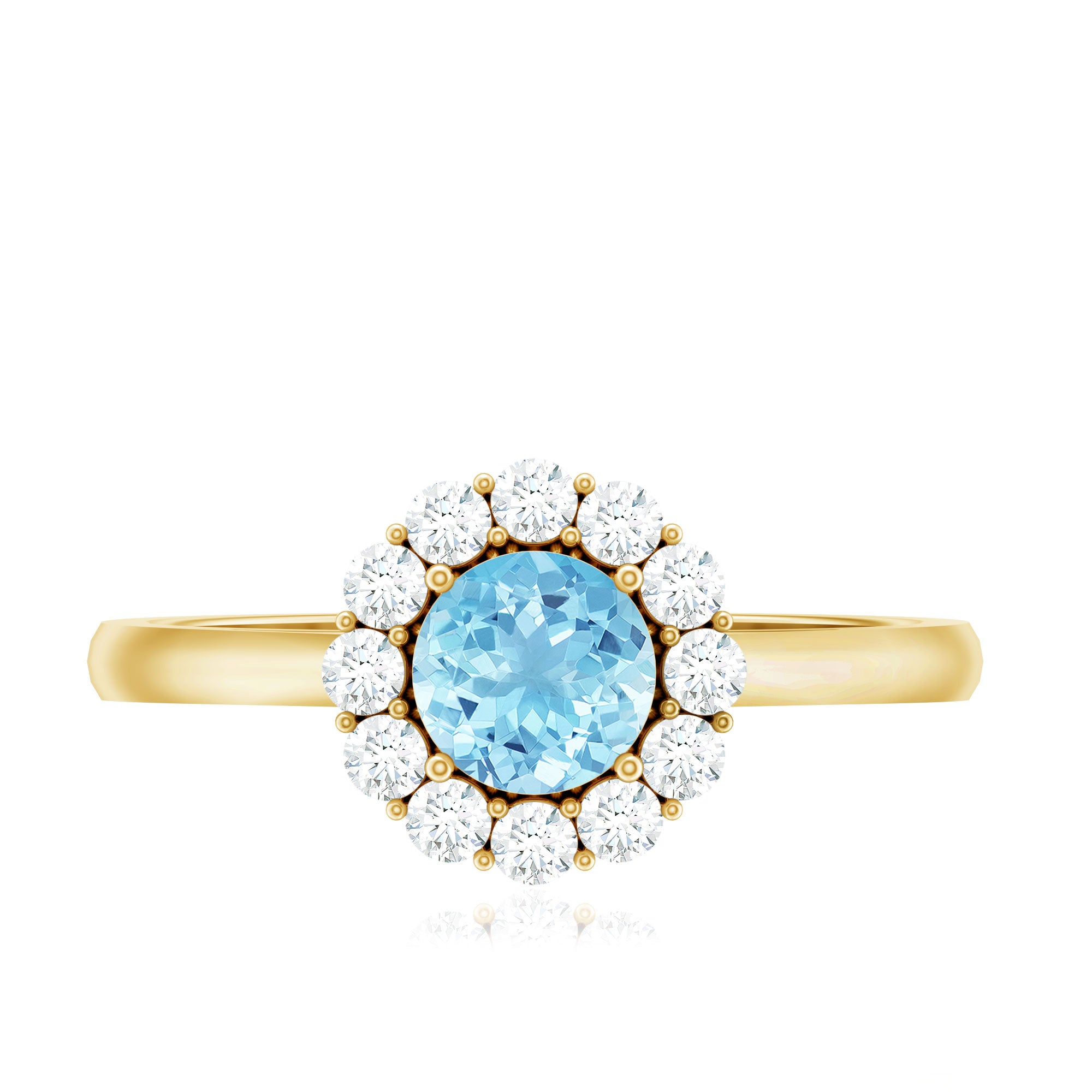 Rosec Jewels-1 CT Aquamarine and Diamond Floating Halo Engagement Ring