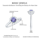 Genuine Tanzanite Classic Engagement Ring with Diamond Halo AAA - Rosec Jewels