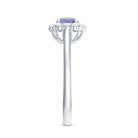 Genuine Tanzanite Classic Engagement Ring with Diamond Halo AAA - Rosec Jewels