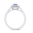 Genuine Tanzanite Classic Engagement Ring with Diamond Halo AAA - Rosec Jewels