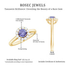 Genuine Tanzanite Classic Engagement Ring with Diamond Halo AAA - Rosec Jewels