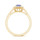 Genuine Tanzanite Classic Engagement Ring with Diamond Halo AAA - Rosec Jewels