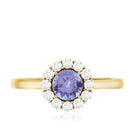 Genuine Tanzanite Classic Engagement Ring with Diamond Halo AAA - Rosec Jewels