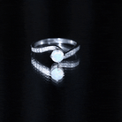 Natural Certified Ethiopian Opal Solitaire Promise Ring with Bypass Shank AAA - Rosec Jewels
