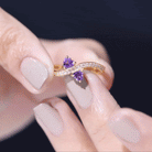 Natural Heart Shape Amethyst Toi Et Moi Engagement Ring with Diamond AAA - Rosec Jewels