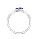 Natural Heart Shape Amethyst Toi Et Moi Engagement Ring with Diamond AAA - Rosec Jewels