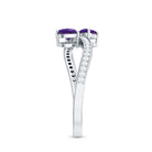 Natural Heart Shape Amethyst Toi Et Moi Engagement Ring with Diamond AAA - Rosec Jewels