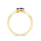 Natural Heart Shape Amethyst Toi Et Moi Engagement Ring with Diamond AAA - Rosec Jewels