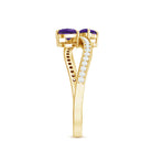 Natural Heart Shape Amethyst Toi Et Moi Engagement Ring with Diamond AAA - Rosec Jewels