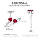 Real Heart Shape Ruby Toi Et Moi Promise Ring with Diamond AAA - Rosec Jewels